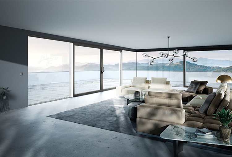 Le Corbusier Haustuer - Portes-fenêtres avec cadre gris