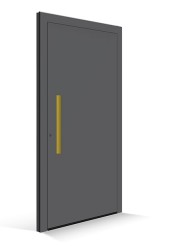 Porte d'entrée Le Corbusier - Panneau gris fonce 31 - Poignée vert olive vif